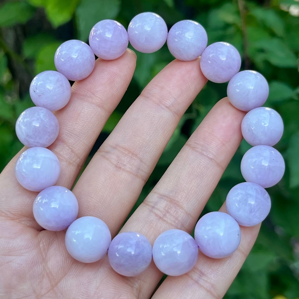 13mm stretchable natural cat eye kunzite‎ bracelet - Picture 2 of 10